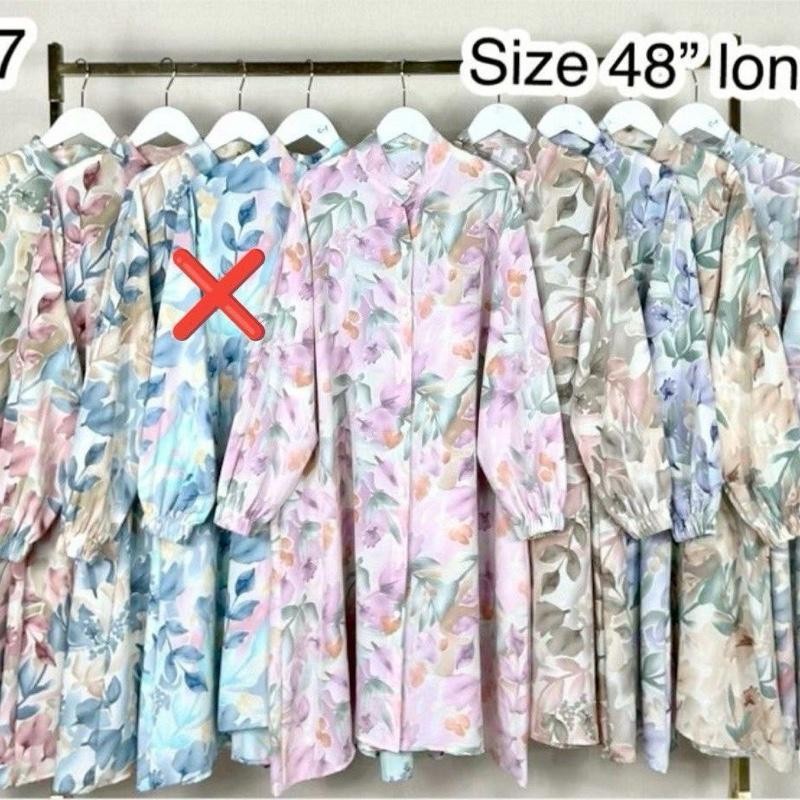 BLOUSE SALWA BAJU LABUH / KEMEJA LABUH MUSLIMAH BERCORAK P.7 MATERIAL MOSCREPE