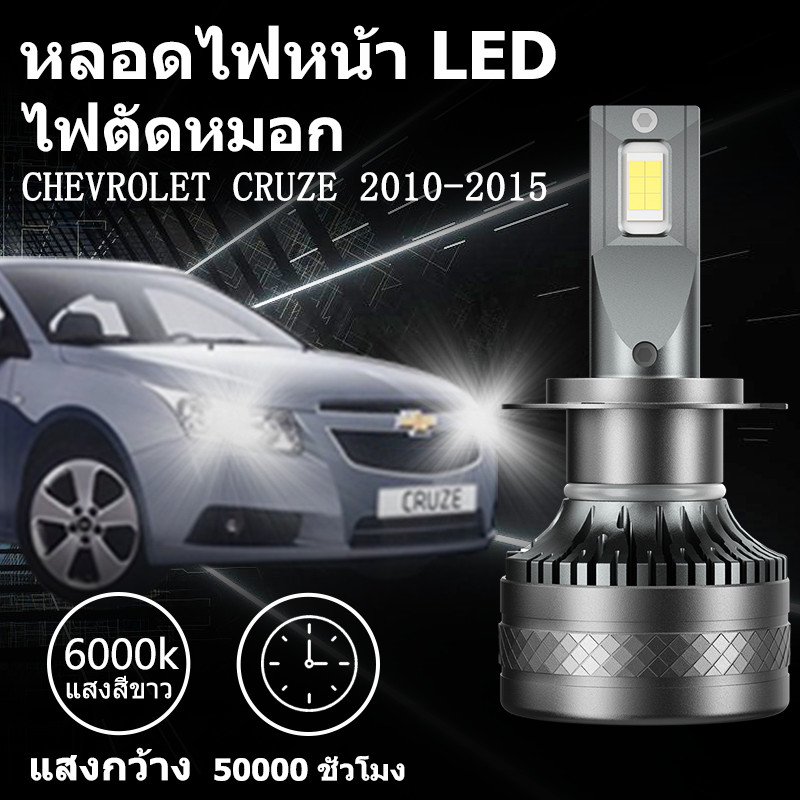 หลอดไฟหน้า LED ขั้วตรงรุ่น  CHEVROLET CRUZE 2010-2015  แสงขาว มีพัดลมในตัว ราคาต่อ 1 คู่ ซุปเปอร์สว่าง 140W 26,000LM