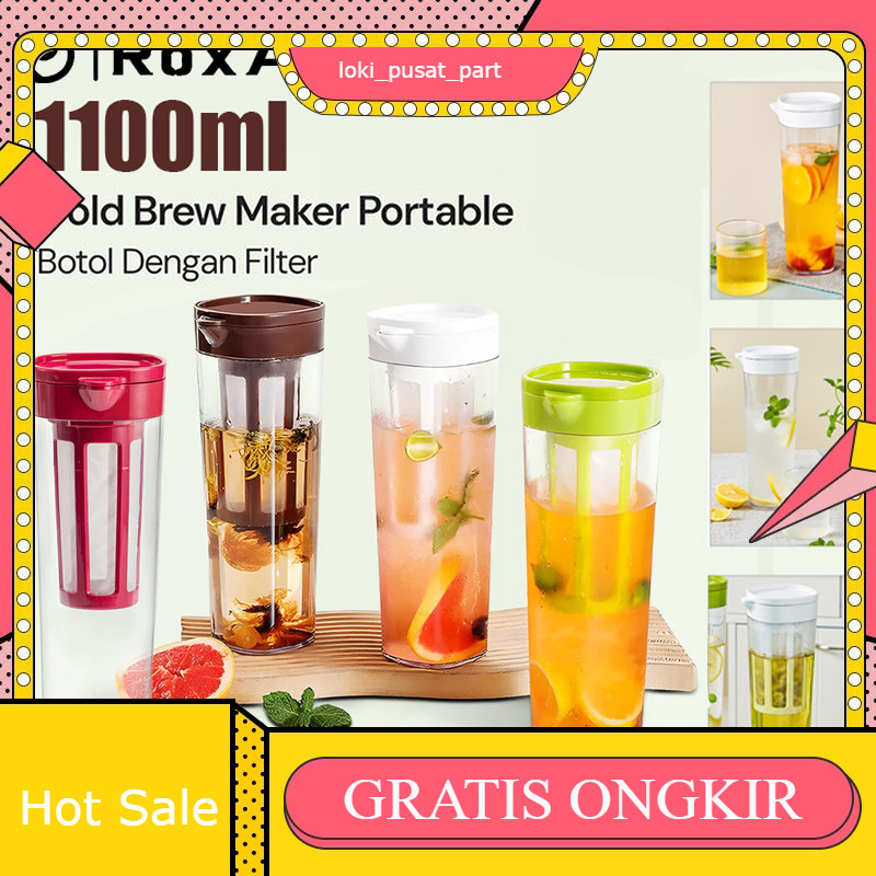 RoxArt Cold Brew Maker เครื่องชงชา Infuser 1100ml พร้อมกรอง Infuser เครื่องมือชากาแฟ