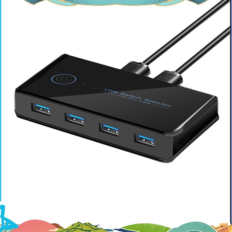 USB KVM Switch USB Shared Switcher 2 in 4 Out สําหรับแล็ปท็อปพีซีคีย์บอร์ดเมาส์เครื่องพิมพ์ USB Swit