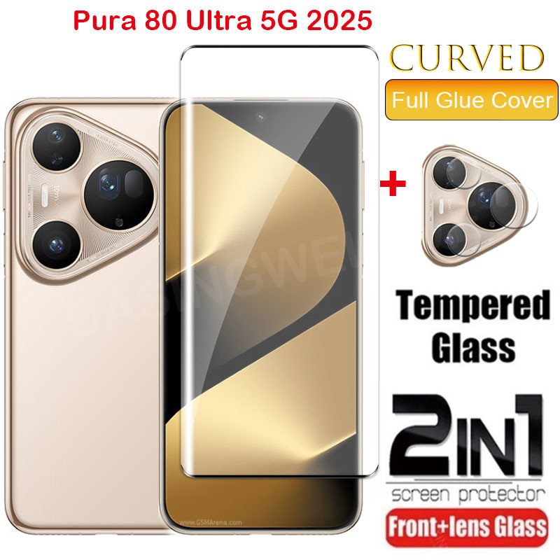 สําหรับ Huawei Pura 80 Ultra 5G 2025 2 in 1 ป้องกันหน้าจอสําหรับ Huawei Pura 80 Pro 80Pro + คลุมทั้งหมดด้านหน้าฟิล์มกลับเลนส์ Protector ฟิล์มกระจกนิรภัย