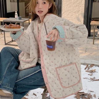 เสื้อโค้ทฤดูหนาวสำหรับผู้หญิง ดีไซน์ลายพิมพ์꽃ใหม่ สไตล์คล่อง…