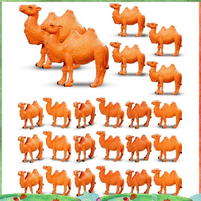 24 ชิ้น CAMEL Figurines Miniature ของเล่น Camel Figurines อูฐรุ่นสัตว์ Figurines สําหรับเค้ก Toppers