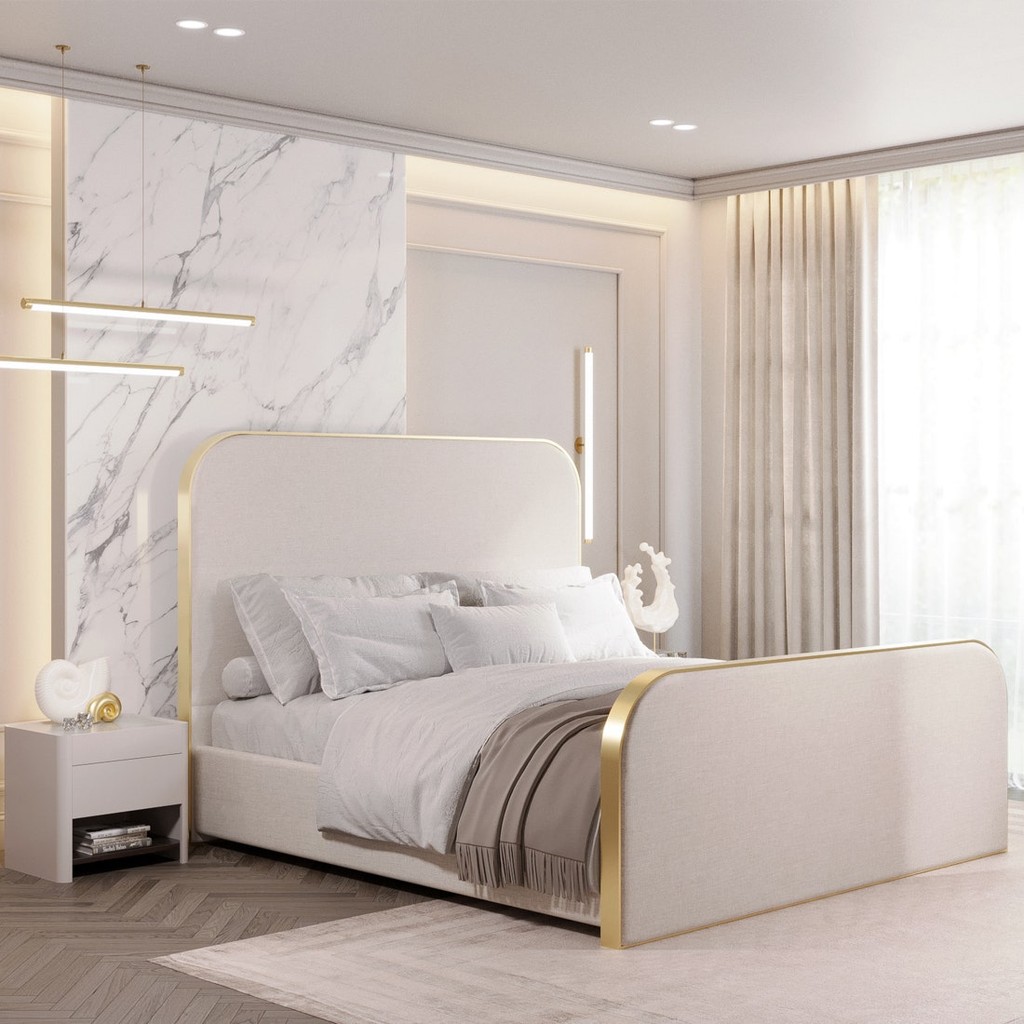 SB Design Square เตียง 6 ฟุต รุ่น GRECIA ผ้าสีครีม (199x214x161 ซม.)  แบรนด์ SB CASA