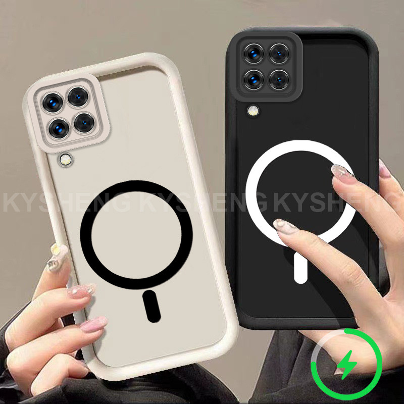 SAMSUNG สําหรับSamsung A12 M12 A22 4G A22 5Gเคสโทรศัพท์ชาร์จแม่เหล็กSimple anti DROPถุงลมนิรภัยซิลิโคนTPU soft shell 012