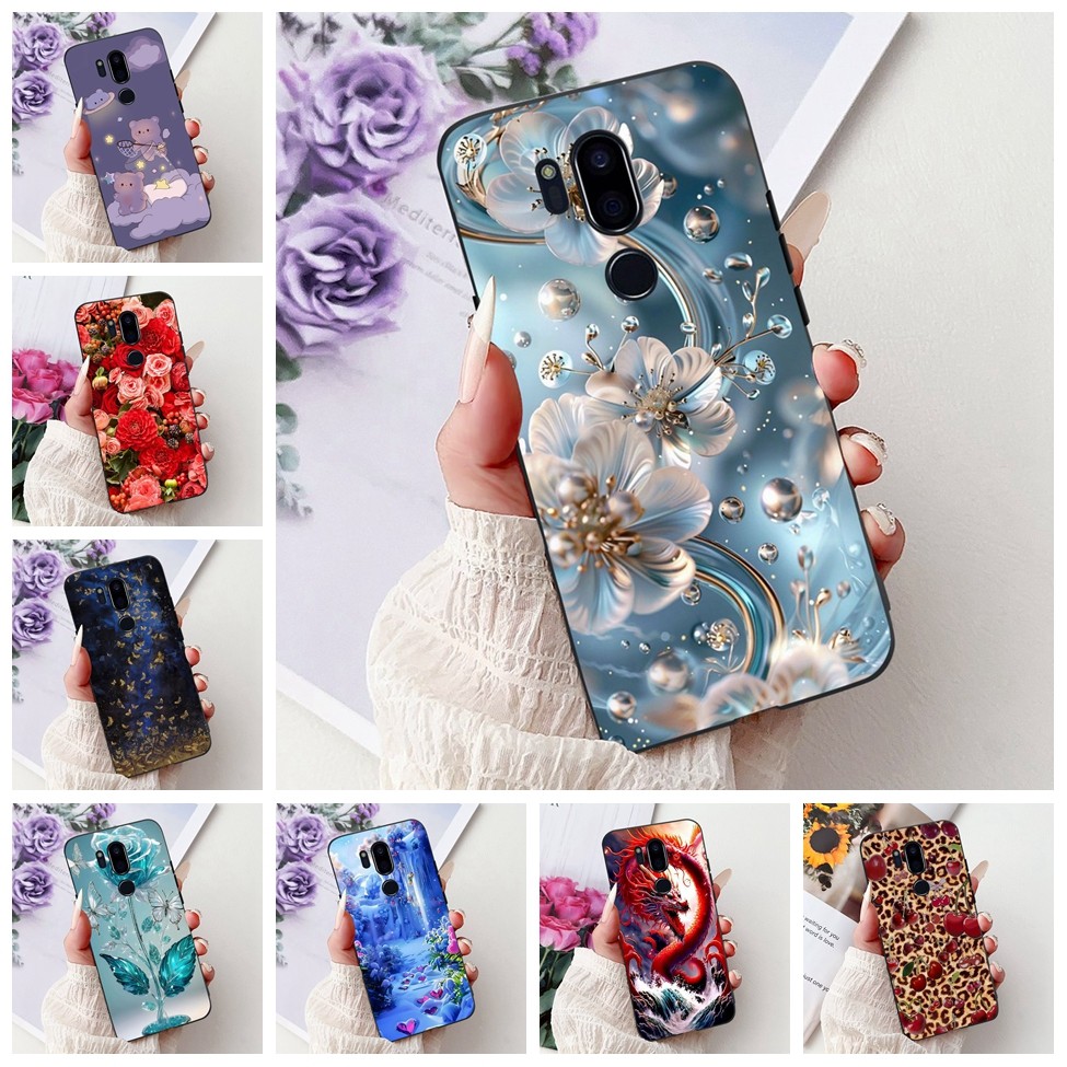 LG G7 ThinQ กรณี LMG710EM ความงามแมวน่ารักแฟชั่นดอกไม้ทาสีปกหลัง LG G7ThinQ เคสโทรศัพท์