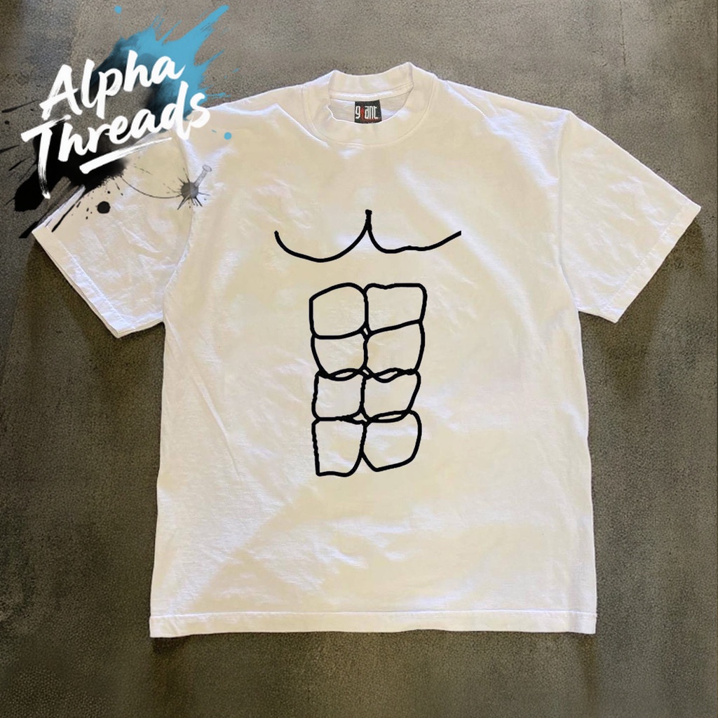 (จัดส่งตลอด 24 ชั่วโมง)Alpha Threads เสื้อยืดแขนสั้นดีไซน์ไลน์ชุดชั้น 8 ก้อน กับทรงผู้ชายและผู้หญิง