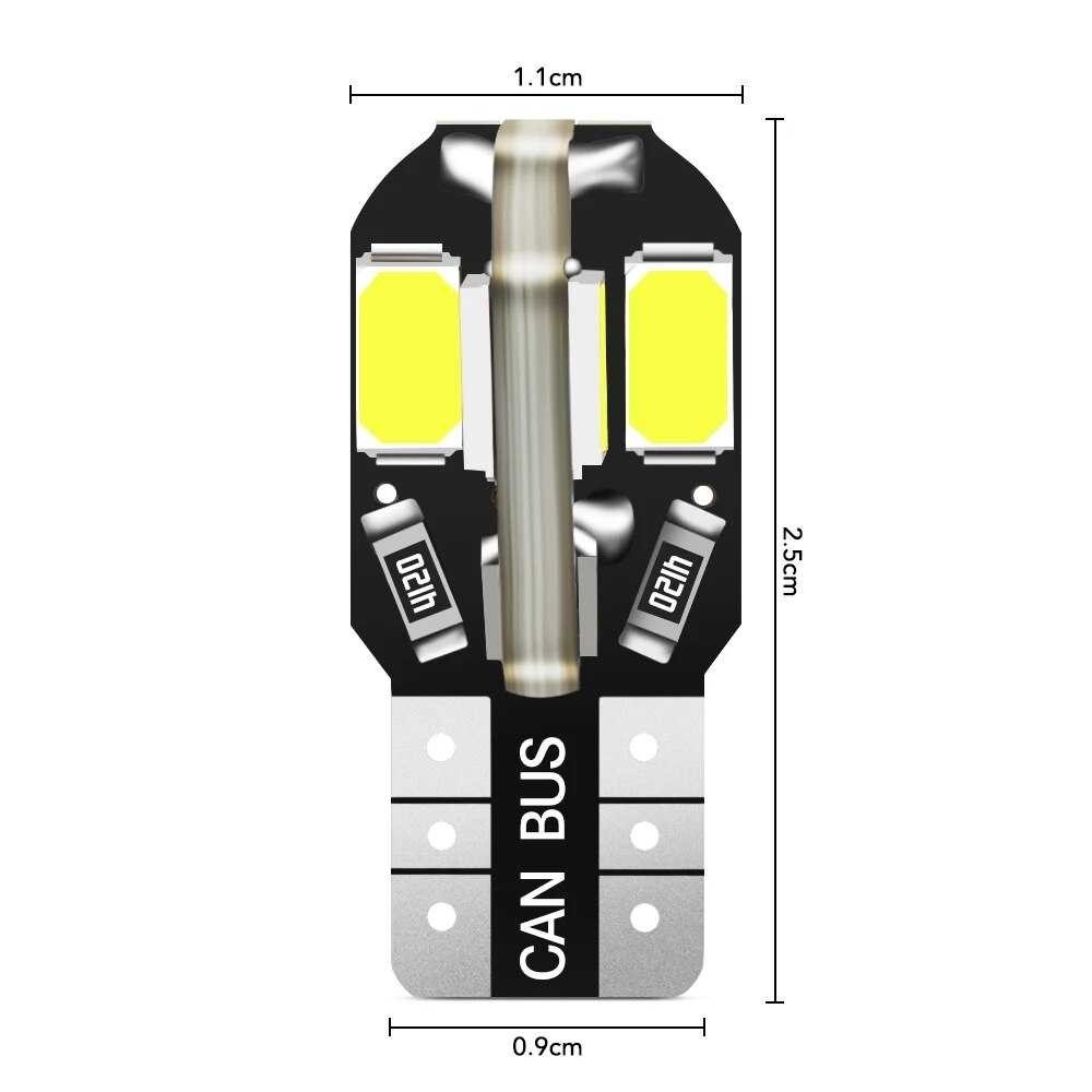 JKMLLCM ASLENT LED Canbus LED ไฟจอดรถรถยนต์ T10 W5W 12V Cool White 1 PCS - 8SMD