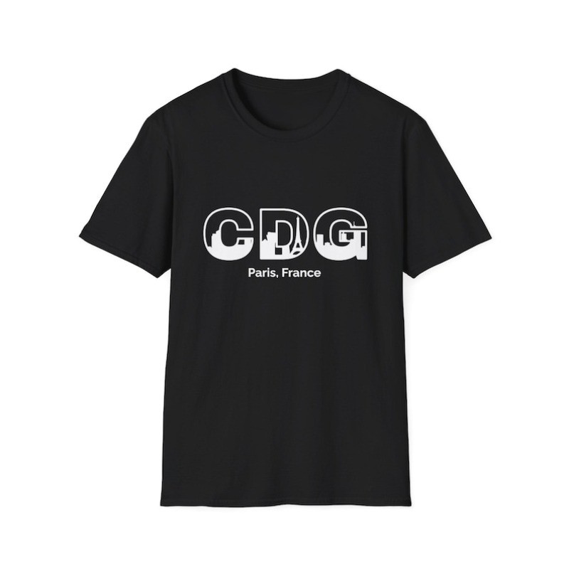 เสื้อยืดคอกลม Unisex กราฟิกฝรั่งเศส CDG Airport เหมาะสำหรับการท่องเที่ยว