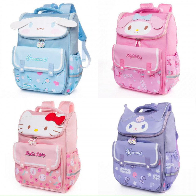 กระเป๋านักเรียน helloKitty แบบการ์ตูนน่ารัก ทำจากผ้าไนลอน มีความจุขนาดใหญ่ สไตล์แคชวล สำหรับเด็กประถม