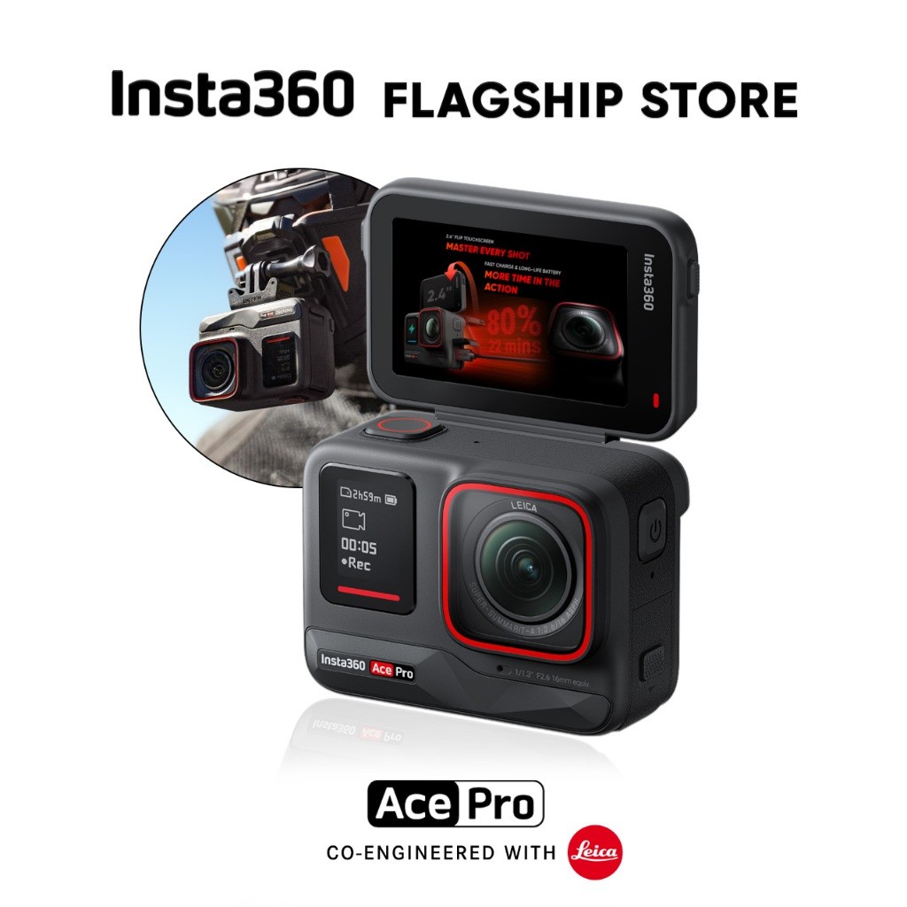 Insta360 กล้อง แอคชั่น Ace Pro รองรับ วิดีโอ 8K เลนส์ LEICA 48MP ไมค์ 3ตัว บันทึก Video Resolution ไ