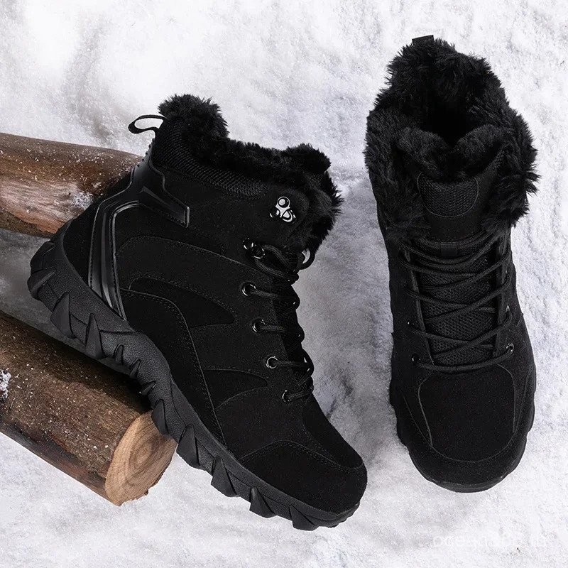 Large Size High-Tech Fleece Lined Snow Boots Jungle Combat Boots Men's Outdoor Mountain Climbing Sho