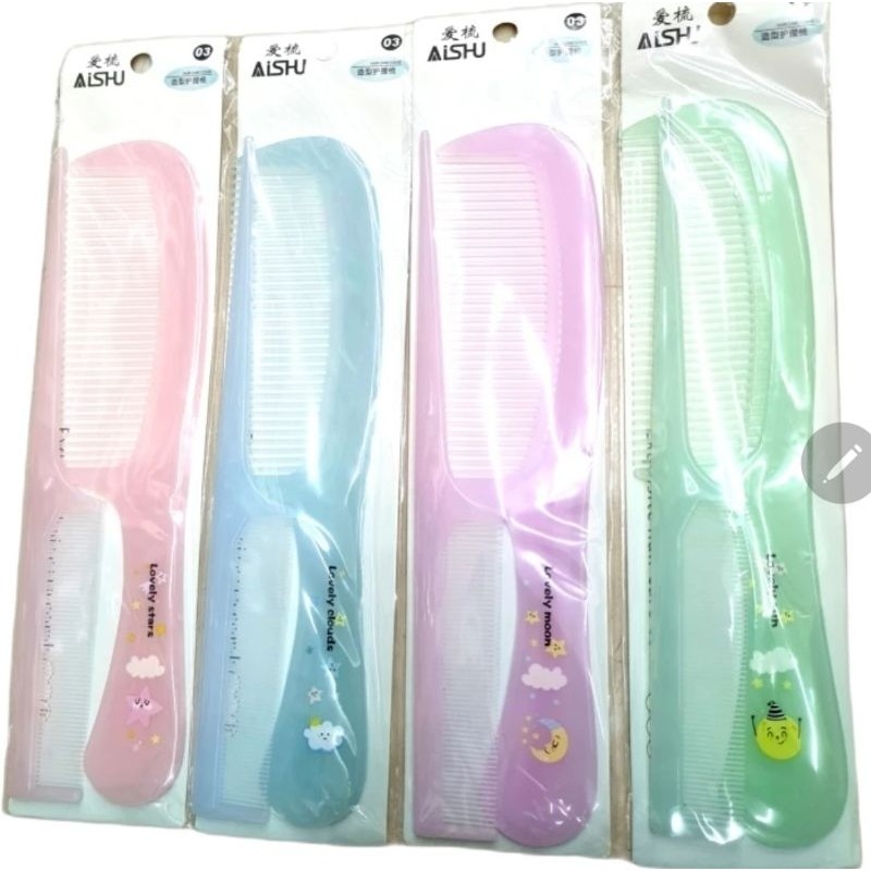 Hsw 2MH หวีเกาหลีด้ามกลวง ชุด 2 ชิ้น (หวีใหญ่ + หวีสาศักดิ์) x ท็อป