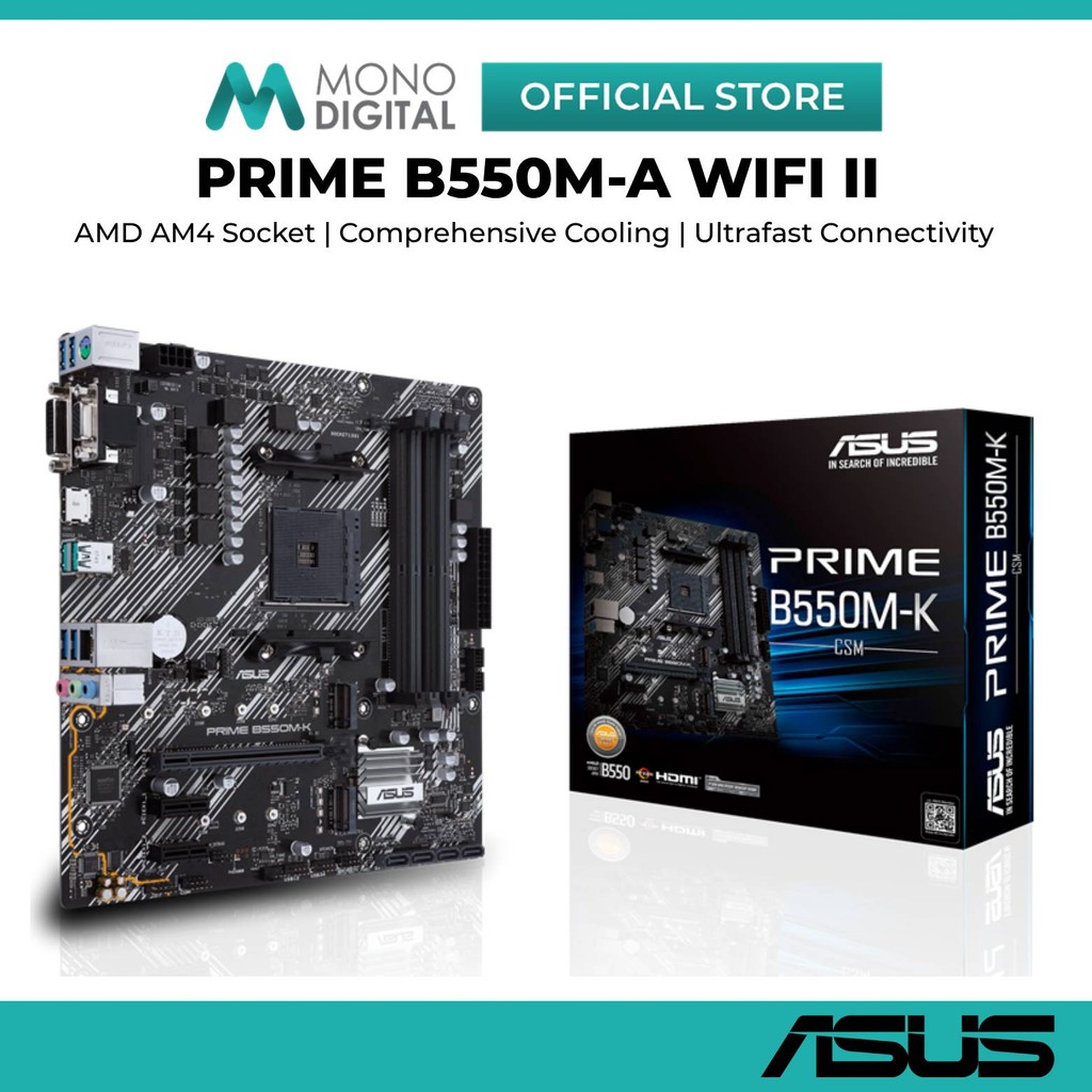 ASUS PRIME B550M-A WIFI II AM4 MOTHERBOARD COMBO AMD AM4 RYZEN 5 5500 / AM4 RYZEN 5 5600G - เมนบอร์ด