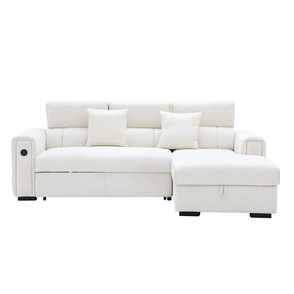 SB Design Square โซฟาเข้ามุมขวา รุ่น CARNELL สีขาวครีม (256x168x81 ซม.)  แบรนด์ SB DESIGN SQUARE