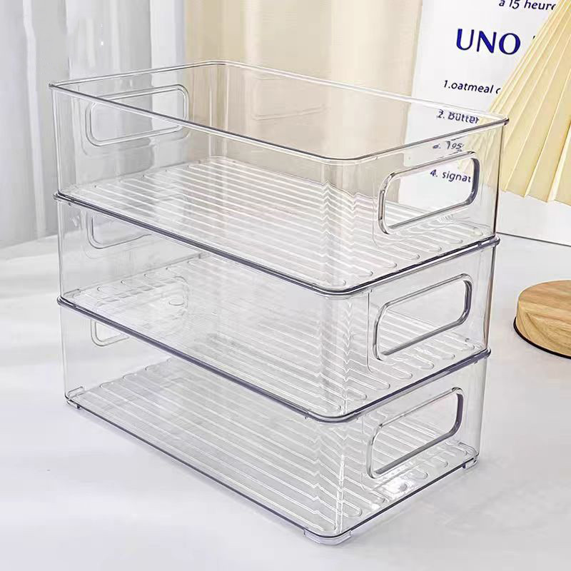 กล่องใส่ของแบบใสก กล่องเก็บของในตู้เย็น ถาดจัดของแบ่งของ วางซ้อนได้ สไตล์มินิมอล วัสดุอะคริลิค
