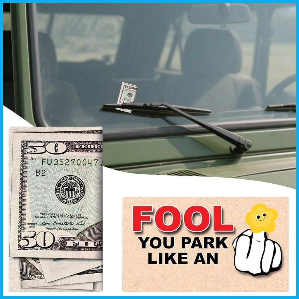 Bad ที่จอดรถ Prank Cards Bad ที่จอดรถกระดาษการ์ด 50 Dollar Bill 50 ชิ้นที่สมจริง Fade-Resistant กระด