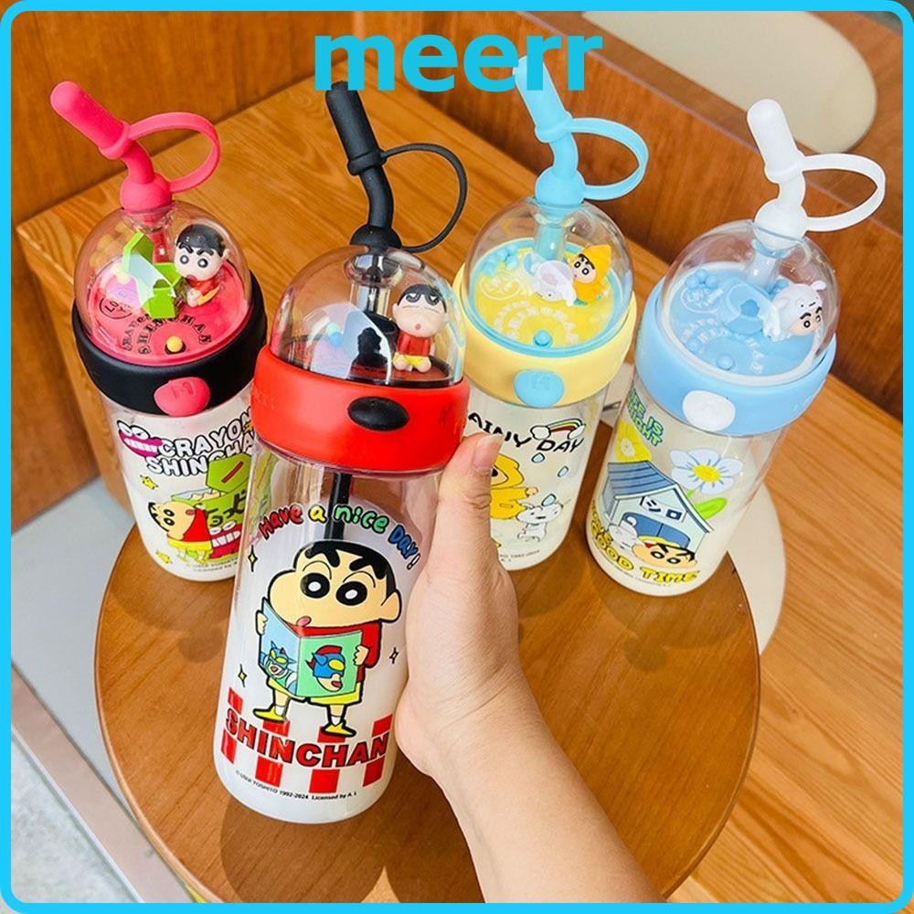 MEERR ถ้วยน้ําเครยอนชินจัง, ถ้วยพลาสติกใสการ์ตูน, รูปลักษณ์สูง 620ml ของขวัญถ้วยฟาง