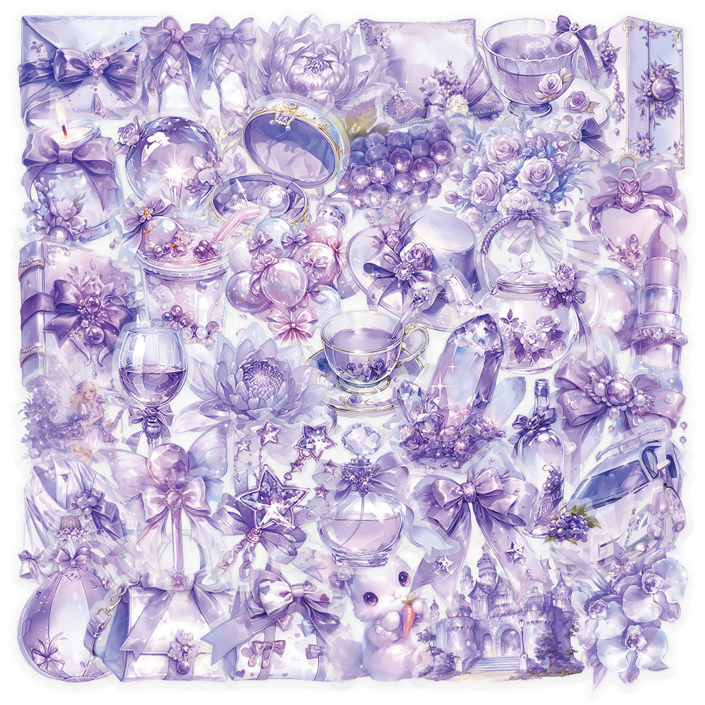 ❉ นอร์ดิก . Sparkly Purple Color Styles Art Series 01 สติ๊กเกอร์ PET ❉ 50 ชิ้น/เซ็ตกันน้ําแฟชั่น DIY Doodle Decals สติ๊กเกอร์