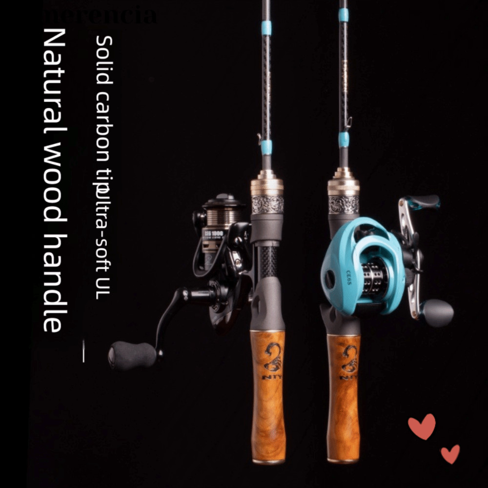 LIMERENCIA คันเบ็ดคาร์บอนไฟเบอร์, Fast Action Wood Handle เบ็ดตกปลาน้ําหนักเบาพิเศษ, สายตกปลามืออาชี