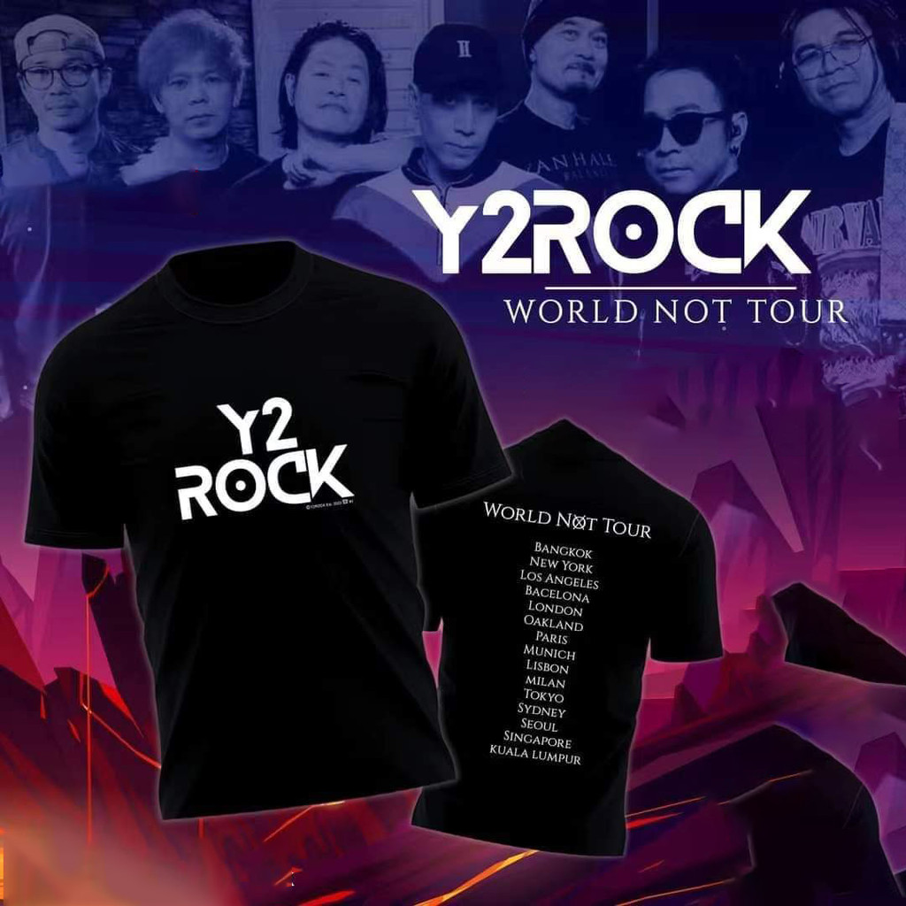 ((จัดส่งตลอด 24 ชั่วโมง) Y2ROCK-WORLD NOT TOUR เสื้อยืดแขนสั้นคอกลมพิมพ์ลายด้านหน้า "Y2ROCK " เสื้อย