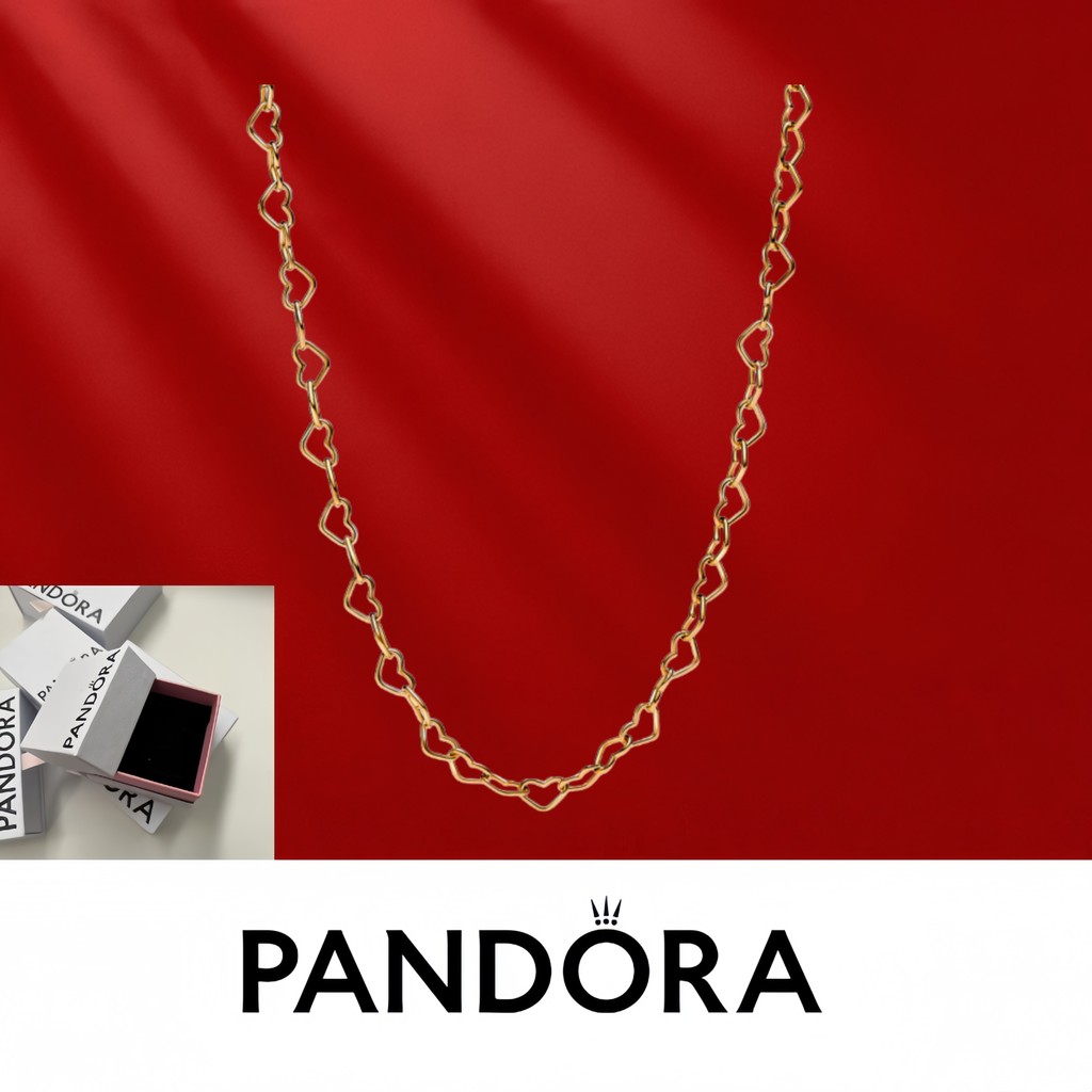 สร้อยคอลิงค์ฮาร์ทส์ Pandora S925 เงินแท้ รหัส 363334C00