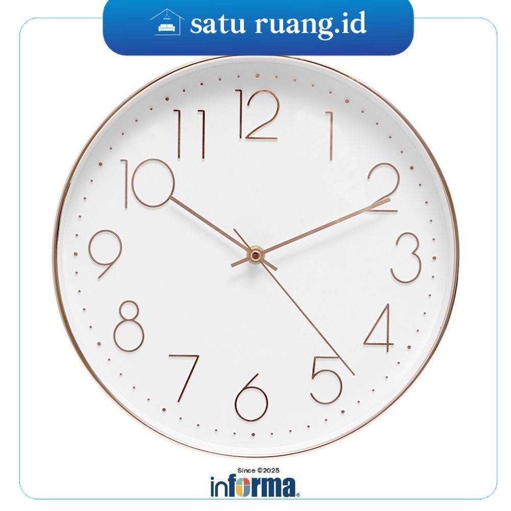 SatuRuang.Id - 30 cm Mc Wall Clock - สีชมพู Rose Gold Wall Clock ความงามนาฬิกาแขวนตกแต่งบ้านตกแต่งผน