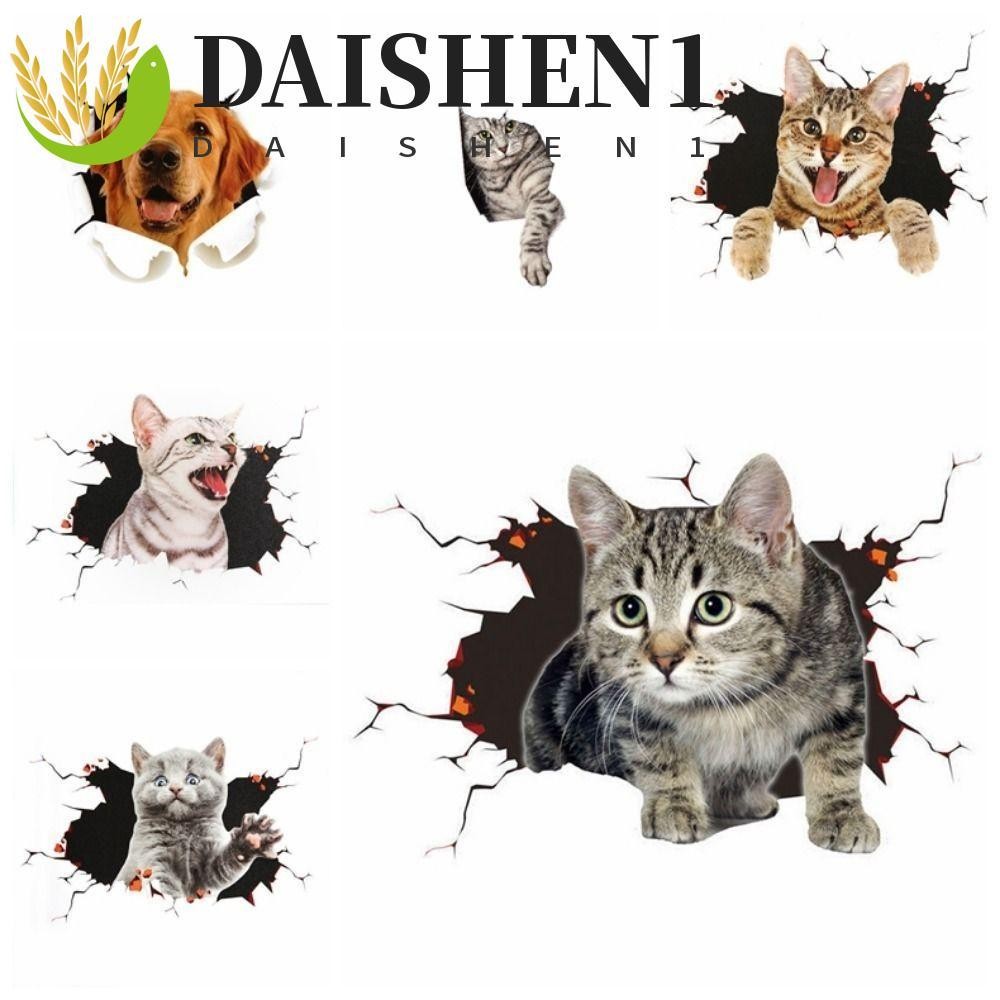 DAISHEN1 จําลองแมวรถสติกเกอร์,3D Cat Universal Car 3D Cat สติกเกอร์, Auto Decals Creative PVC กันน้ําแมวใน Crack สติกเกอร์รถ-Styling