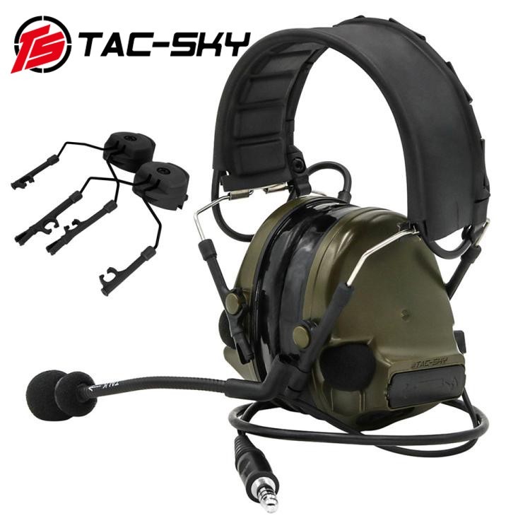 หูฟัง ANC Comtac-III/C3 แบบ Army Green กันเสียงรบกวน มีสายคล้องและเคสเก็บ