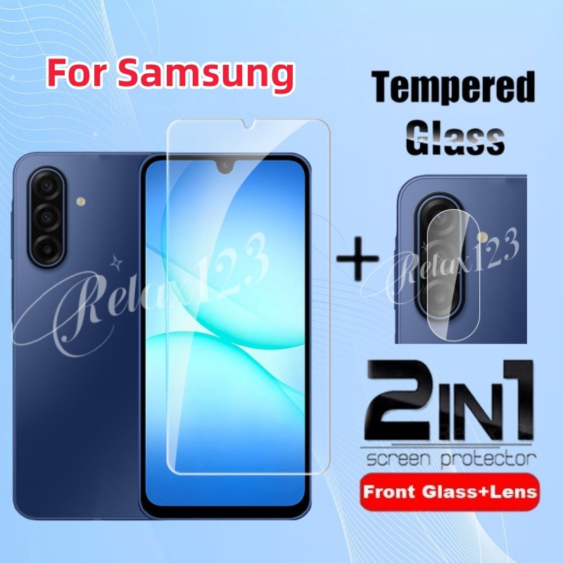 2IN1 สําหรับ Samsung A17 5G 2025 Full Screen Protector กระจกนิรภัยสําหรับ Samsung Galaxy A07 A27 A37