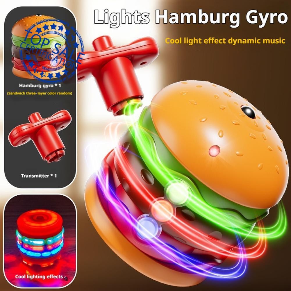 Gyro Toy Luminous Hamburger Battling Top Game พร้อมเพลงเกมเดินทางแบบพกพา Interactive L2g7