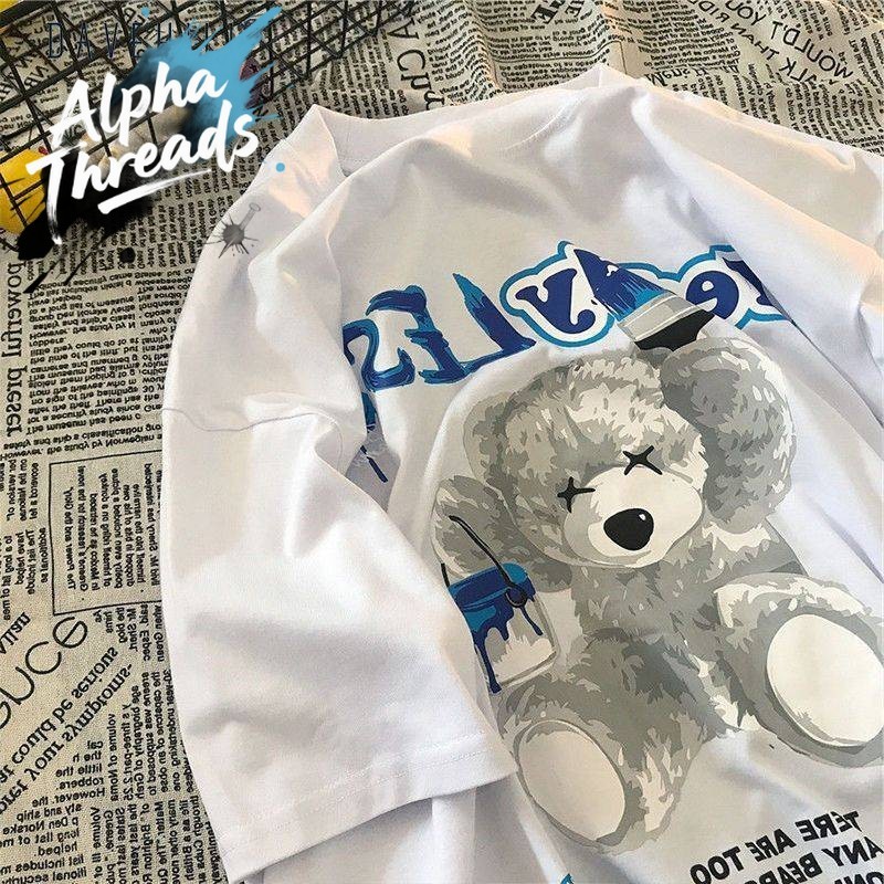 (จัดส่งตลอด 24 ชั่วโมง)เสื้อยืดแขนสั้น สไตล์เกาหลี เสื้อผ้าแฟชั่นวัยรุ่นน่ารัก เสื้อโอเวอร์ไซส์ผู้หญ