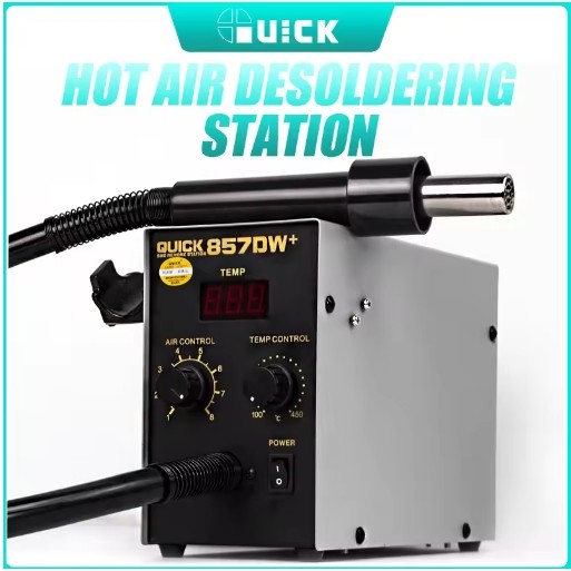 เครื่องเป่าลมร้อน QUICK 857DW+ เป็นเครื่องเป่าลมร้อนแบบดิจิทัลที่ได้รับความนิยมสูงในงานซ่อมบอร์ดอิเล
