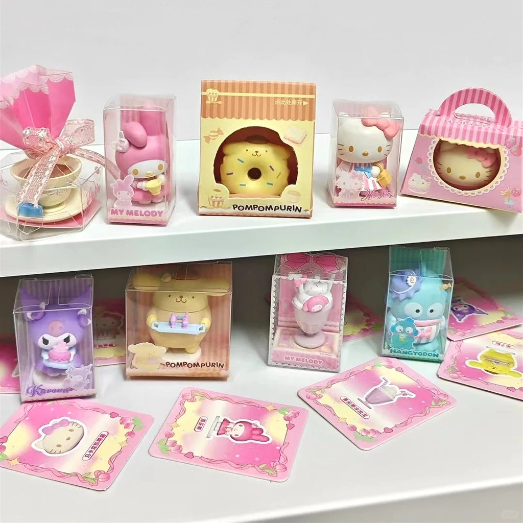 Sanrio Dessert Random Box Micro Blind Box ของเล่นฟิกเกอร์ขนาดเล็ก