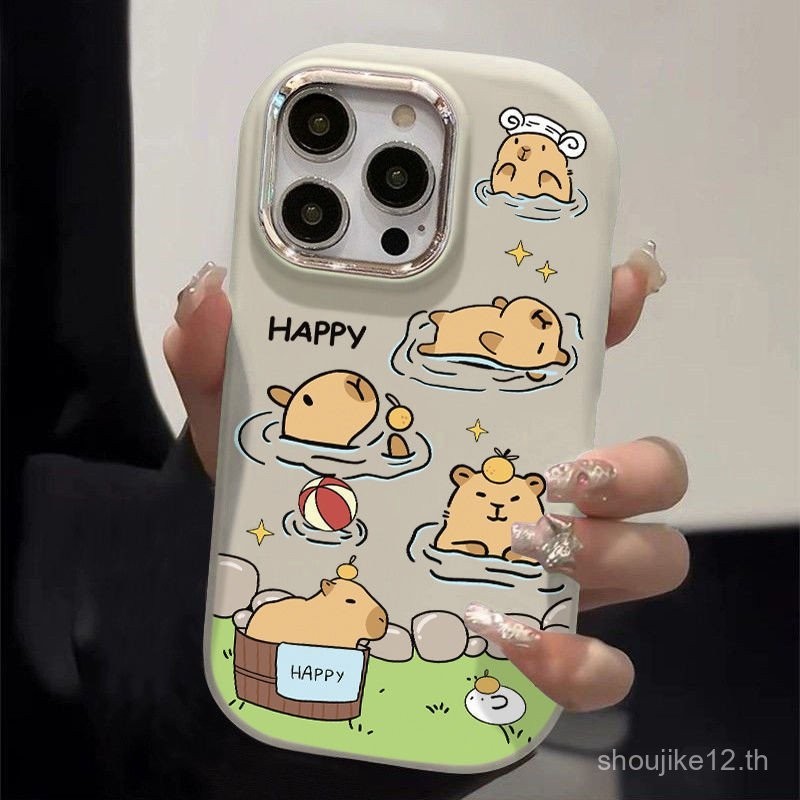 น้ําพุร้อนน่ารัก Capybara เหมาะสําหรับ iPhone15/14/13/12 Promax รวมทุกอย่างหลุมขนาดใหญ่ 78Plus ที่ไม่ซ้ํากัน 11 Shock-proof Big Fat โทรศัพท์ป้องกันกรณี B75B