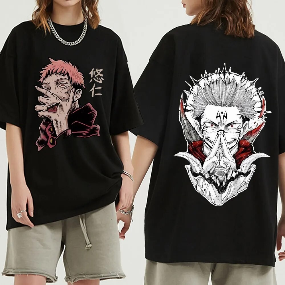 เสื้อยืด Jujutsu Kaisen T-shirt Funny Manga Ryomen Sukuna Cosplay T-shirts Men Women's Fashion Cal C