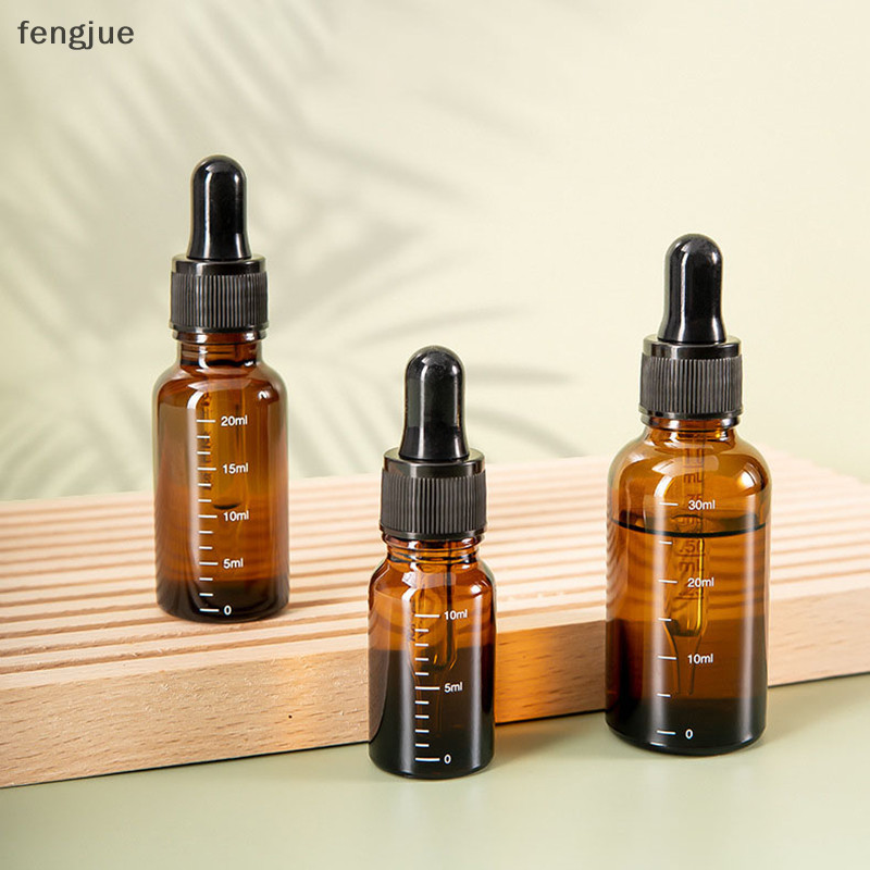 Fengjue ขวดหยด 5 มล.-100 มล. พร้อมสเกล Reagent Eye Drop แก้วสีเหลืองอําพัน ขวดปิเปตเหลว ขวดรีฟิล Travel TH