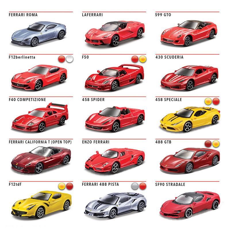 [GT-M] bburago โมเดล สเกล 1: 64 1:43 ferrari lafa 488 Enzo 599 ferrari 296 GTB รถเหล็ก รถ โมเดล