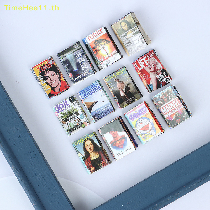 Timehee 12 ชิ้น/เซ็ต Dollhouse Miniature หนังสือการ์ตูนแกล้งทําเป็นเล่นตุ๊กตาตกแต่งบ้าน TH