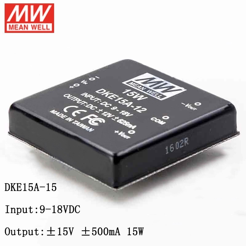 ✵MEAN WELL DKE15A-15 DC-DC Regulated Dual Output Converter 9-18V DC to ±15V DC ±0.5A 15W Module type