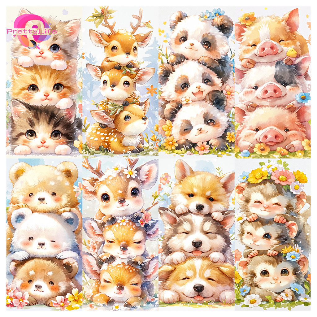 Pl Happy น่ารักสัตว์เลี้ยง 5D DIY ชุดภาพวาดคริสตัลฝังเพชรน้ํา 30x40 ซม. สําหรับตกแต่งบ้าน