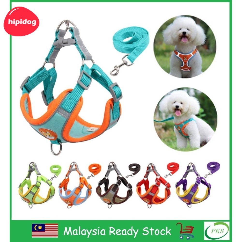 【Hipidog】เสื้อกั๊ก และสายจูง ไนล่อน สะท้อนแสง สําหรับสัตว์เลี้ยง สุนัข แมว
