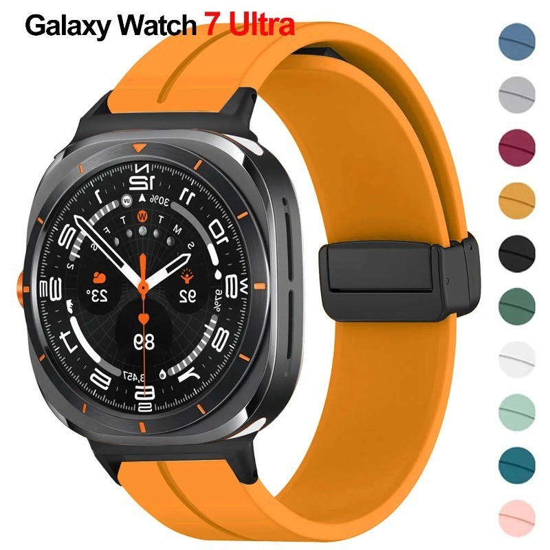 สายซิลิโคนแม่เหล็กสําหรับ Samsung GALAXY Watch ULTRA 47 มม.ไม่มีช่องว่างกีฬา Quick Fit สร้อยข้อมือสําหรับ GALAXY ULTRA 47 สายนาฬิกา