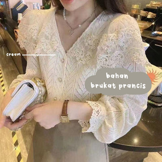 maomao - Chelsea Blouse Brokat Prancis Lengan Panjang lace renda brukat