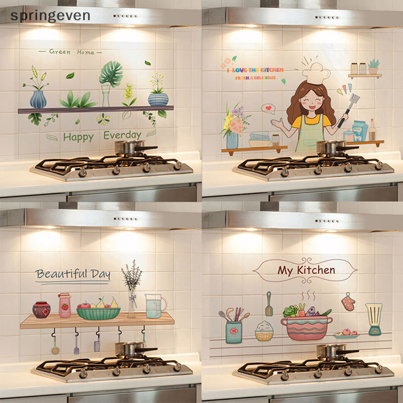 [springeven] 1 แผ่น 30*90 ซม. 60*90 ซม.สติกเกอร์กันน้ํามันในครัวแบบมีกาวในตัวทนความร้อน,กันน้ําและสติกเกอร์ตู้กันน้ํามันสต็อกใหม่