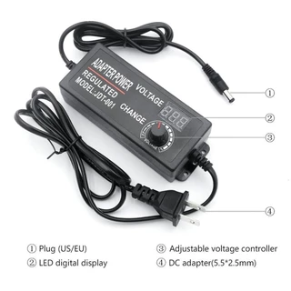 AC/DC อะแดปเตอร์ อแดปเตอร์ชาร์จ ปรับโวลท์ได้ 3-12V/5A มี Volt Meter ในตัว Adapter ขนาดแจ๊ค 5.5 x 2.1MM หม้อแปลง