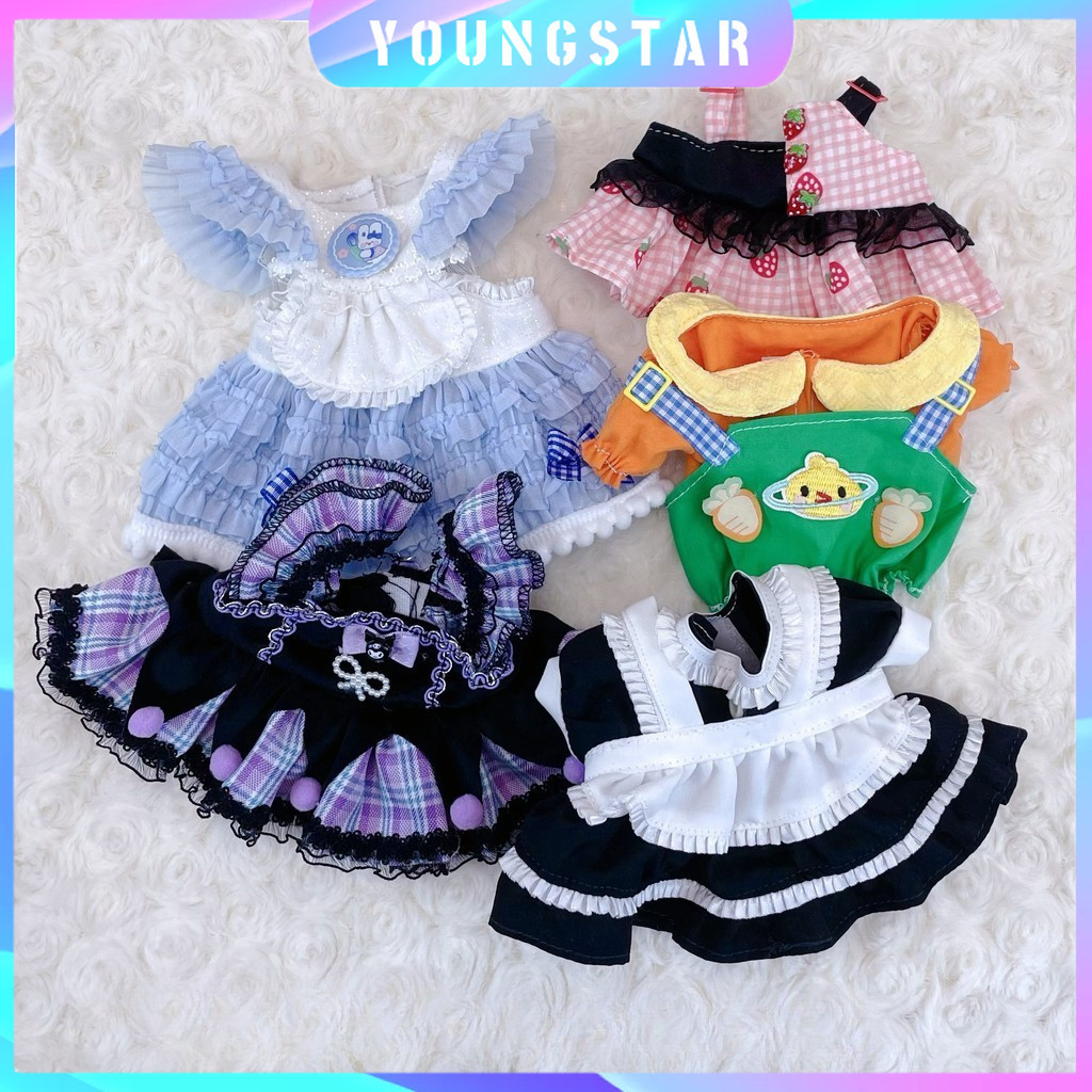 [ForeverYoung]จุด เสื้อผ้าตุ๊กตาผ้าฝ้าย 20 ซม. ตัวอ้วนสามารถสวมใส่กระโปรงแม่บ้านชุดตุ๊กตาน่ารักชุดประณีต