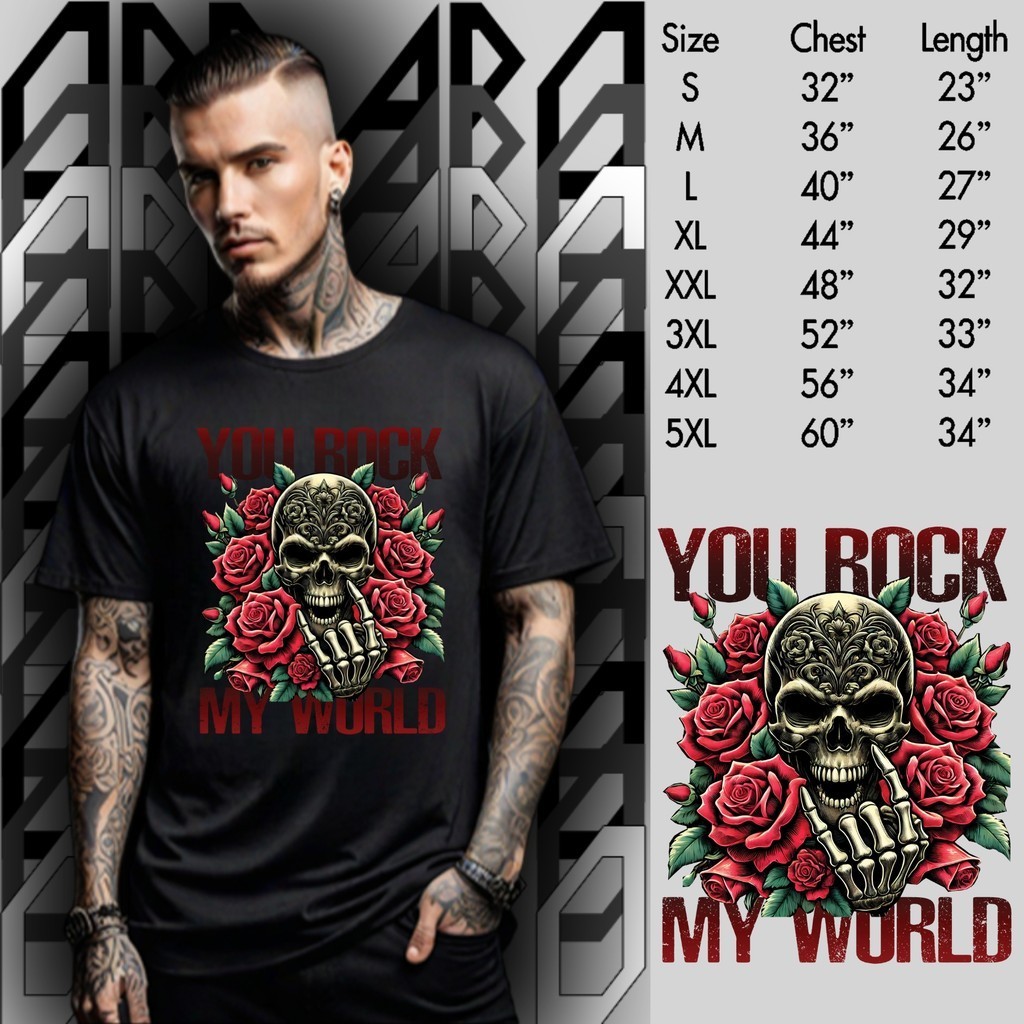 เสื้อยืดสกรีน ลายYou ROCK สุดเท่ห์ ผ้าCotton100% ใส่สบาย ใหญ่สุด 60 นิ้ว ระบายความร้อนได้ดีRK02