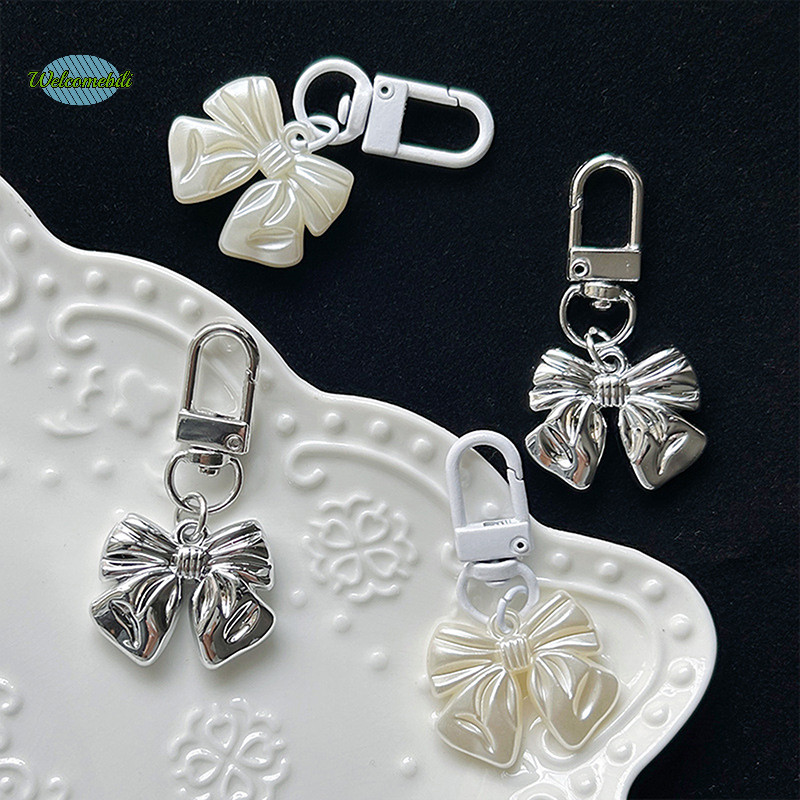 [Welcomebili] 1pc Vintage Bowknot Keyring สไตล์เรียบง่าย Y2K Bow พวงกุญแจกระเป๋าแฟชั่นจี้กระเป๋าเป้สะพายหลังแขวน DIY อุปกรณ์เสริมใหม่