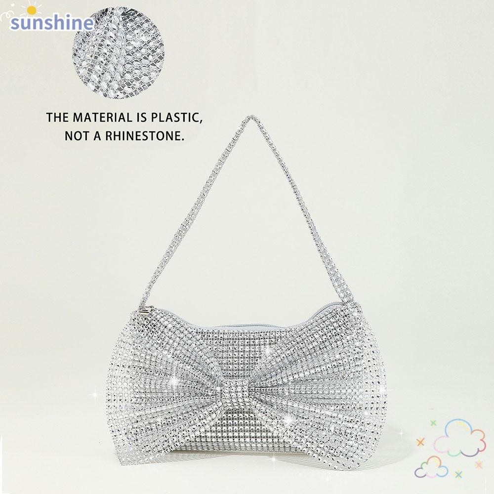 Ssunshine กระเป๋าราตรี,กระเป๋าสะพายโบว์วงกลม,Rhinestoneหรูหราประกายตกแต่งจัดเลี้ยงคลัทช์ผู้หญิงหญิง